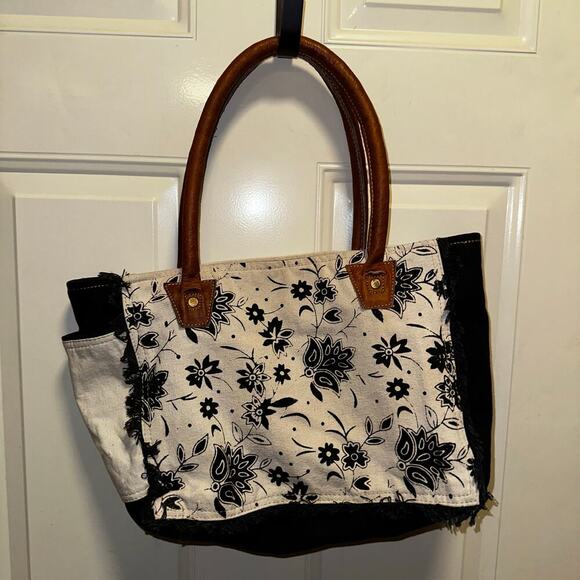 Canvas cotton leather tote - Picture 3 of 6